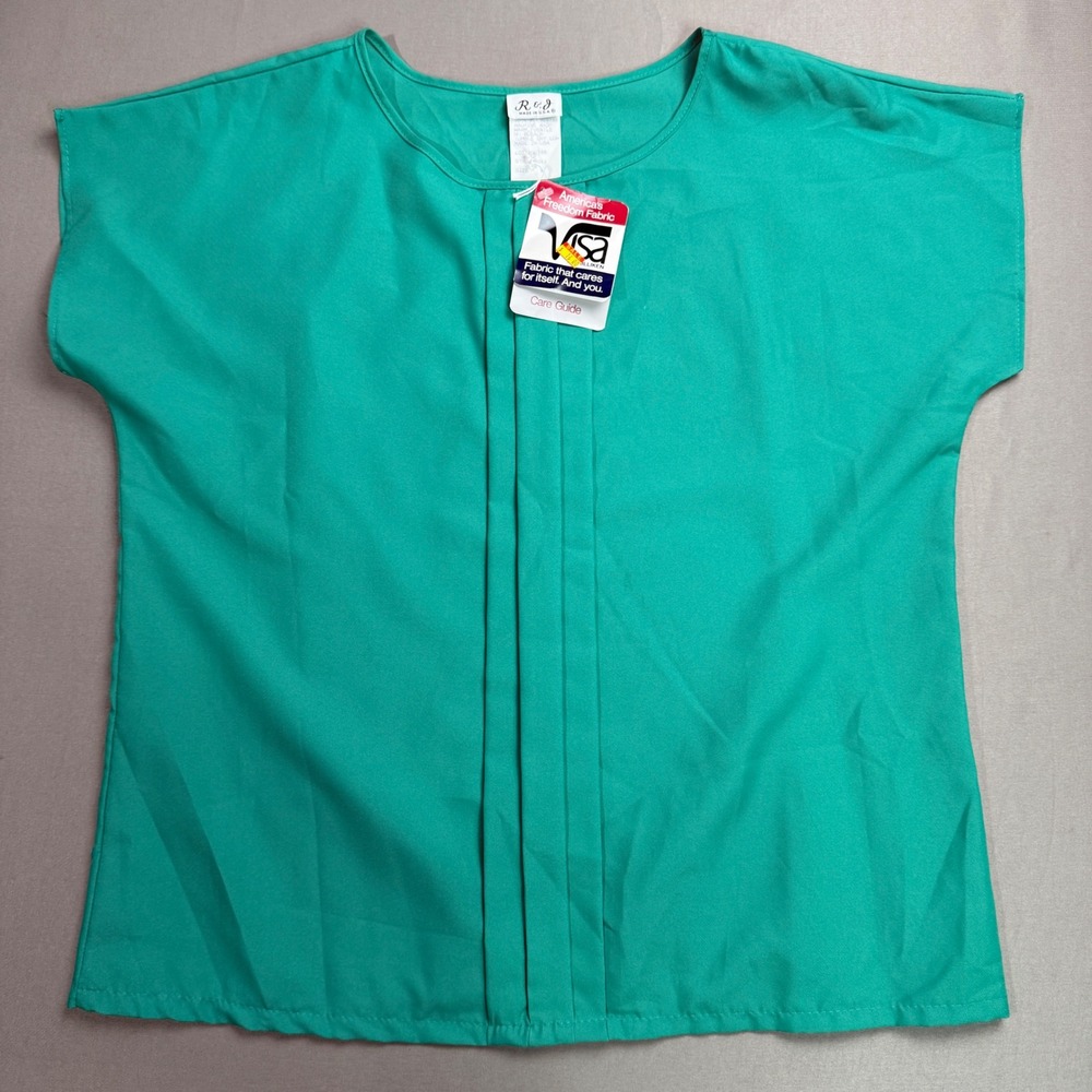 R&J Vintage Deadstock Medium Green Top Milliken America's Freedom‎ Fabric NWT